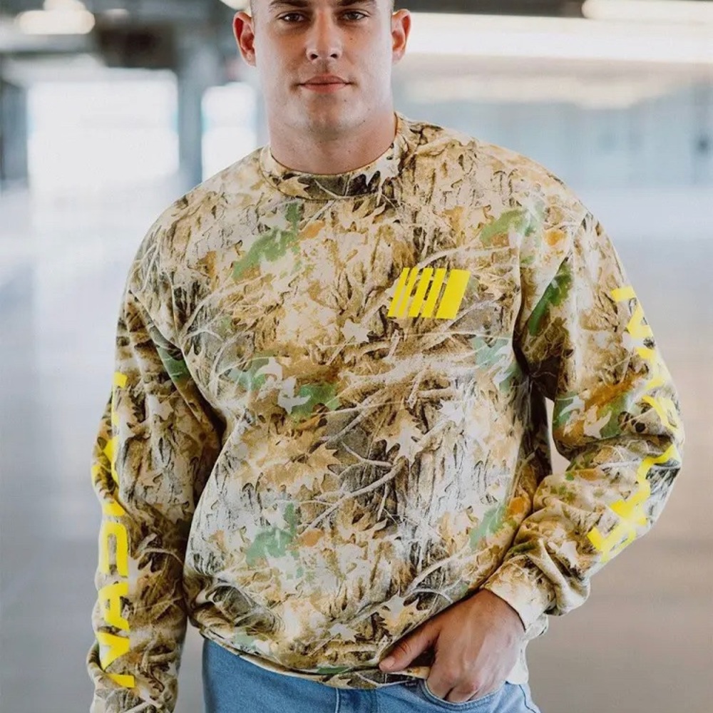 Camo Sweatshirt with Yellow Accents TILLYS NASCAR size M
